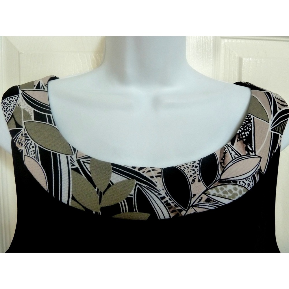Slim Factor by Investments Black Sleeveless Career Top Scoop Neck Sz M